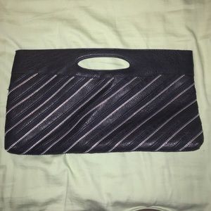 Black Zipper embellished Clutch