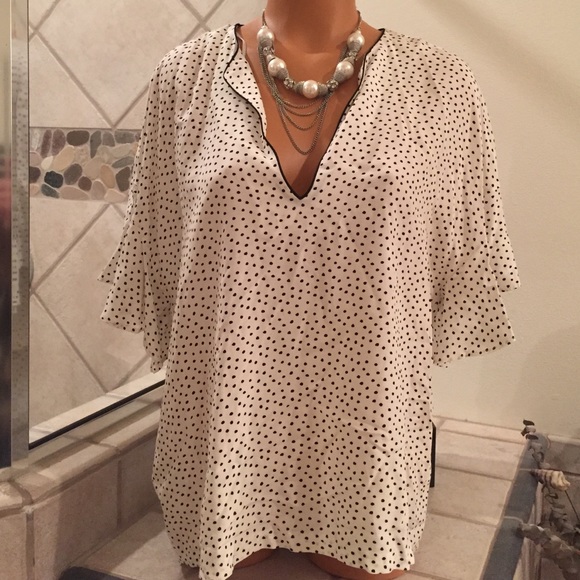 Zara Woman Polka-Dot Blouse Size Medium - Picture 1 of 2