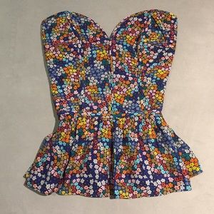 Parker Silk Peplum Bustier Top