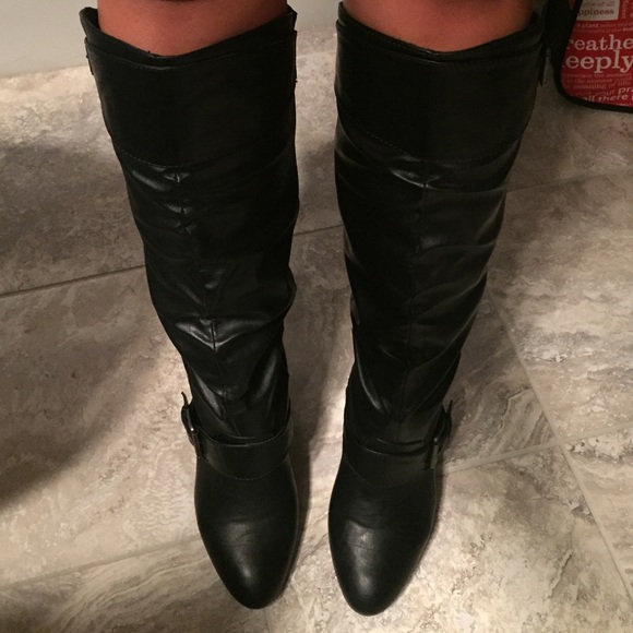 Black leather boots