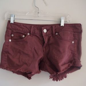 Maroon denim short