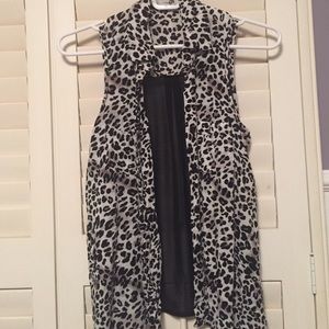 Cheetah Print button down with sheer back