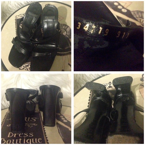 CASADEI Black Sandals Unique Chunky Heel Design - Picture 2 of 4