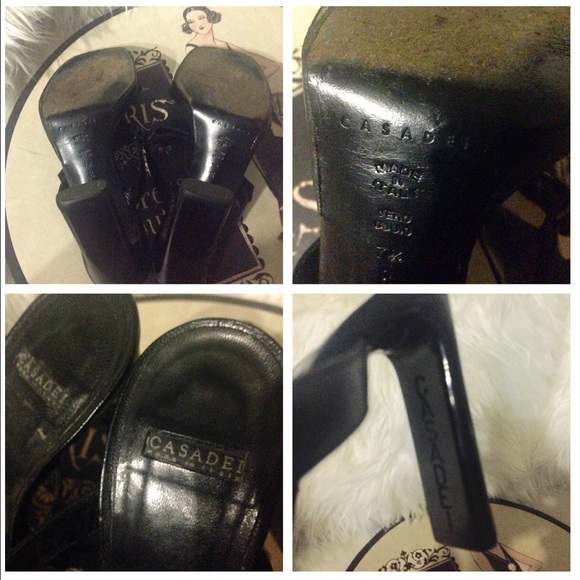 CASADEI Black Sandals Unique Chunky Heel Design - Picture 3 of 4