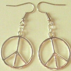 Silver peace earrings.