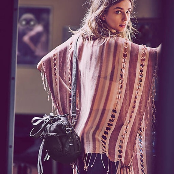 Free People Tops - Free people Katie cow poncho in black and blue