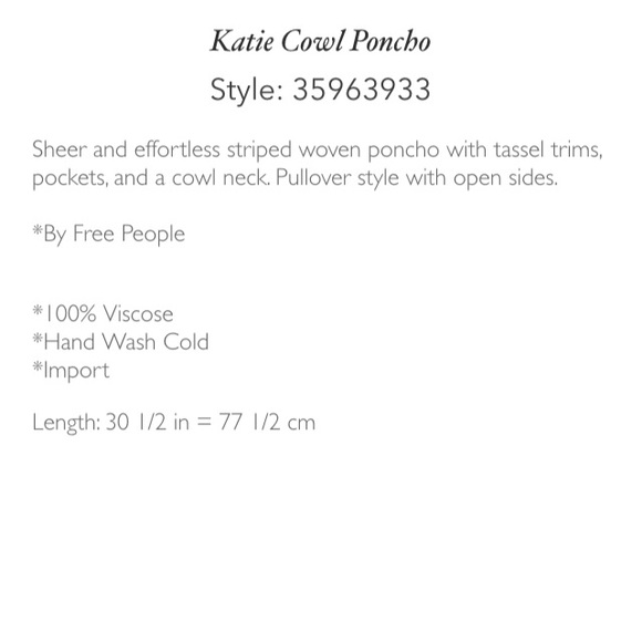 Free people Katie cow poncho in black and blue - Picture 4 of 4