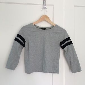 F21 Striped Cropped 3/4 Sleeve