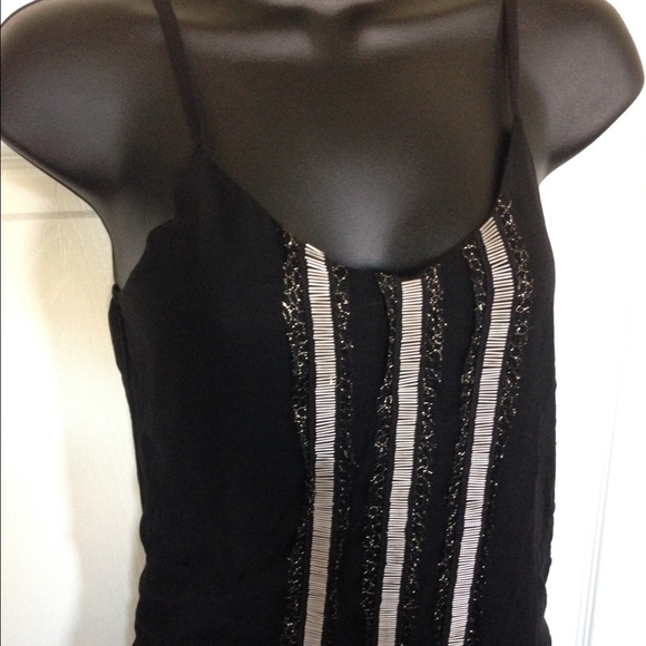 Black silk dress with bead details - Picture 2 of 2