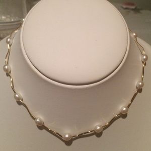 Fresh Water White Pearl and 14k gold necklace