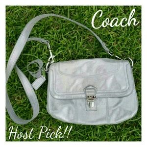 Coach Poppy Layla silver Brushed Leather Crossbody