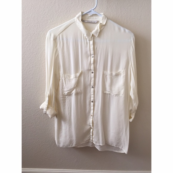 Zara Trafaluc Off White Button Up Shirt