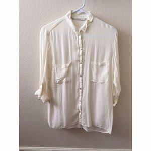 Zara Trafaluc Off White Button Up Shirt