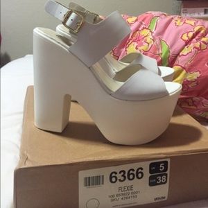 White platform sandals