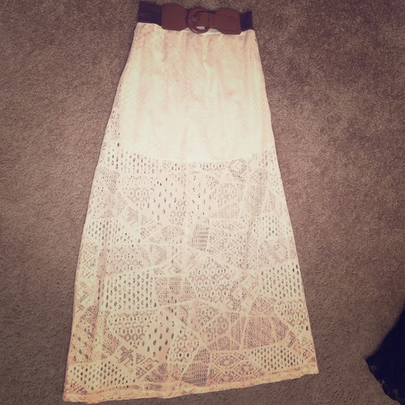 Crochet maxi skirt with belt
