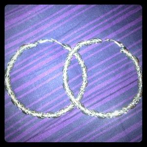 Ropped silver hoops