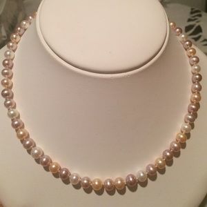 Fresh Water Muli Color Pearl Necklace 7.5x8mm