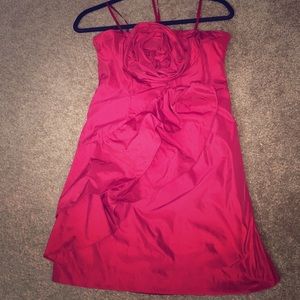 Short red ruffle flower dress