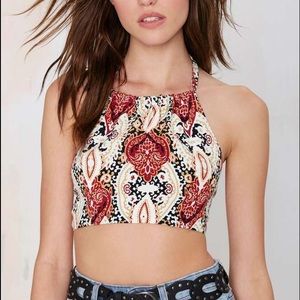 NASTYGAL Halter Tie Backless Crop Top