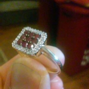 Solid 14k yellow gold ring with rubys and diamonds