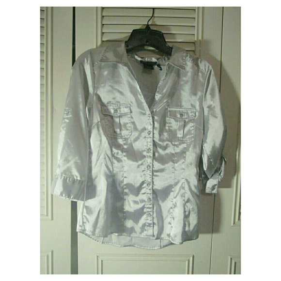 Metallic Silver  long sleeve blouse