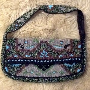 Beaded small baguette purse.