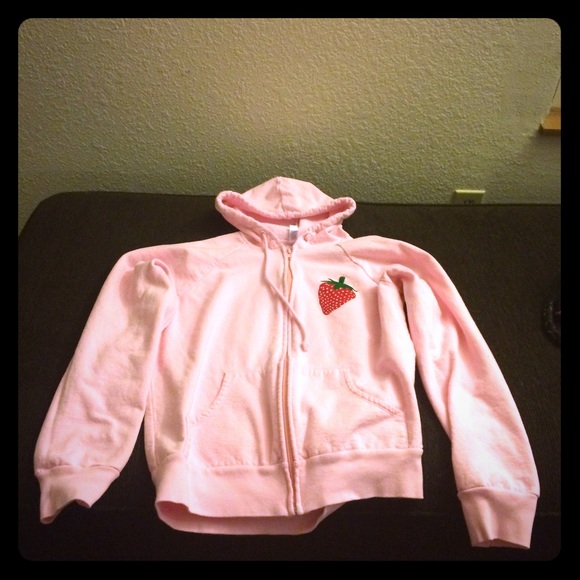Pink strawberry zip hoodie