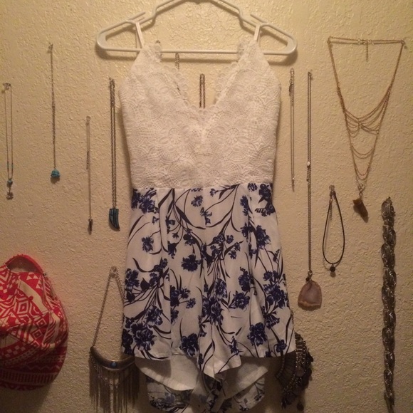 Floral white romper