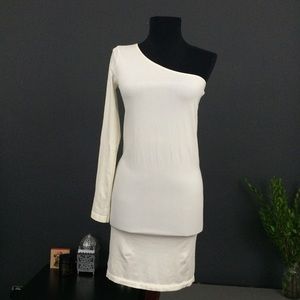 Asymmetrical White Bodycon Dress
