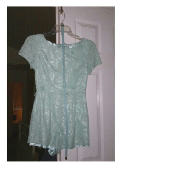 Mint Green Floral Vintage Romper