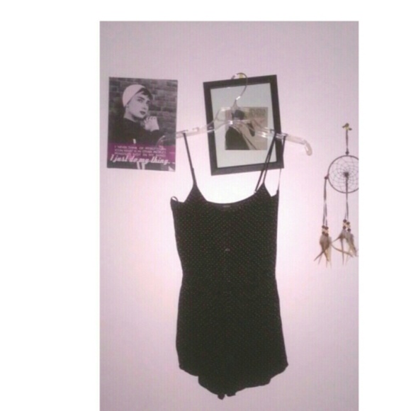 Black polka dotted romper