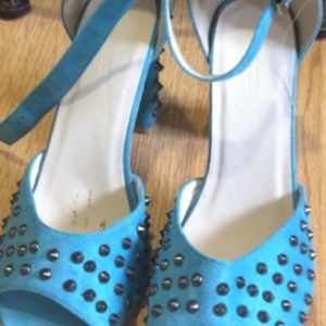 Turquoise silver studded sandals