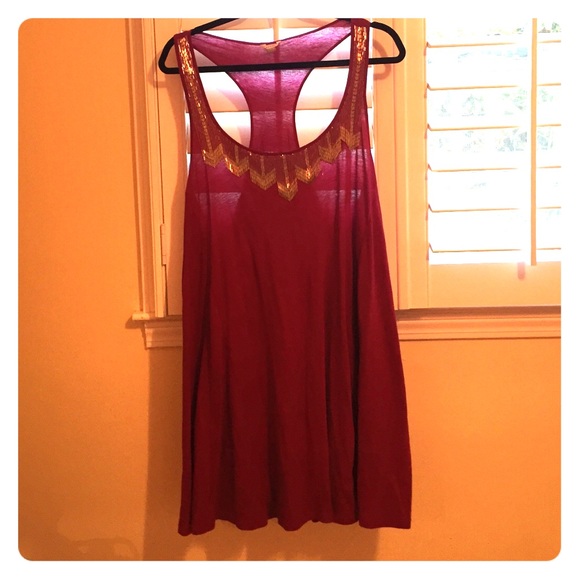 Fossil Dresses & Skirts - Bundled! Red Aztec dress and green silk tank!