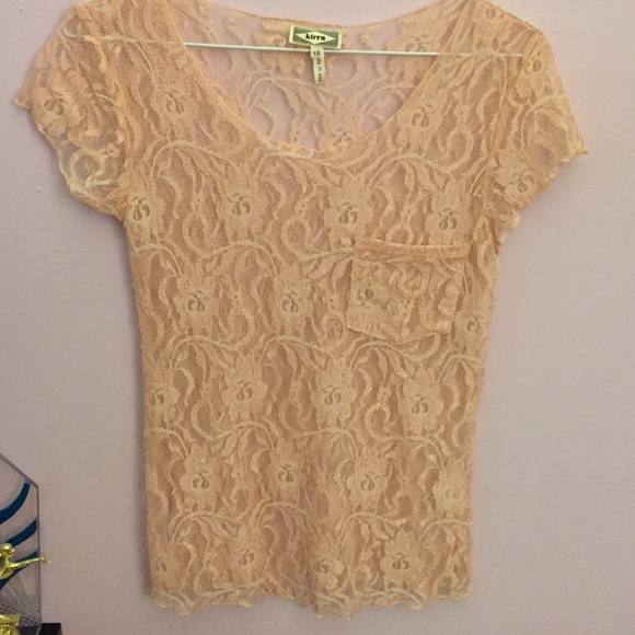 All lace light pink tee