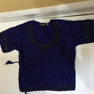 Royal blue dressy beaded top