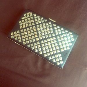 Black studded clutch
