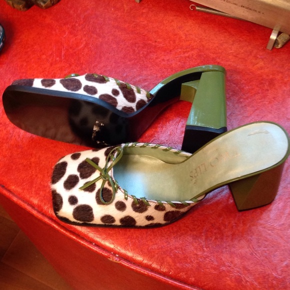 Two Lips Mules Heels with Leopard Print Fur