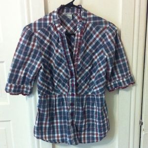 Anthropologie odille plaid buttonup blouse size 8