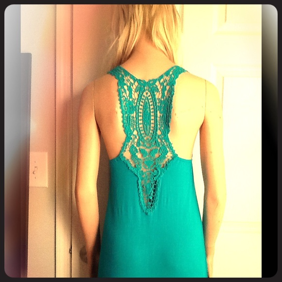 Really Pretty Teal Green Maxi With Lace Back