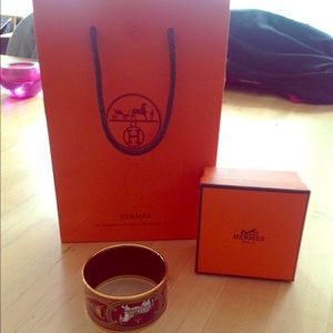 Hermes printed enamel bracelet  (extra wide)