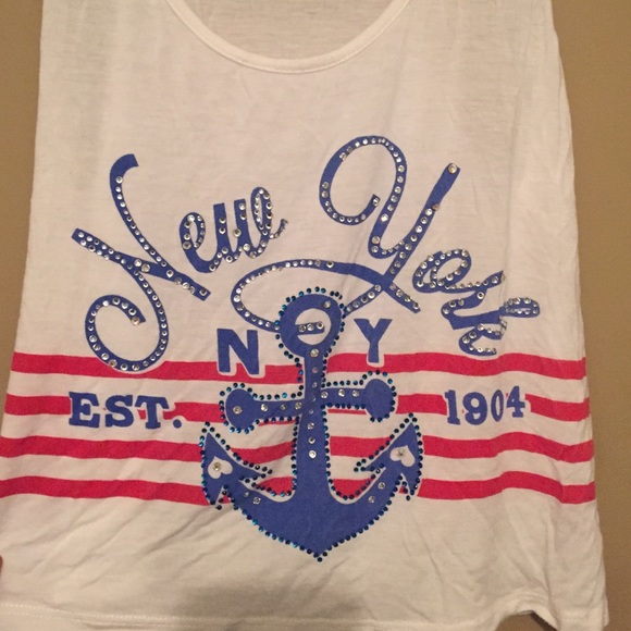 A red white and blue crop top