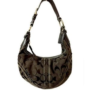 COACH Soho Dark Brown Signature Small Hobo Bag 100