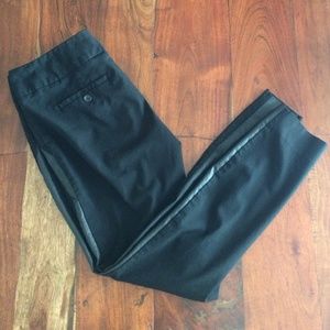 Leather Detailed Black Skinny Pants