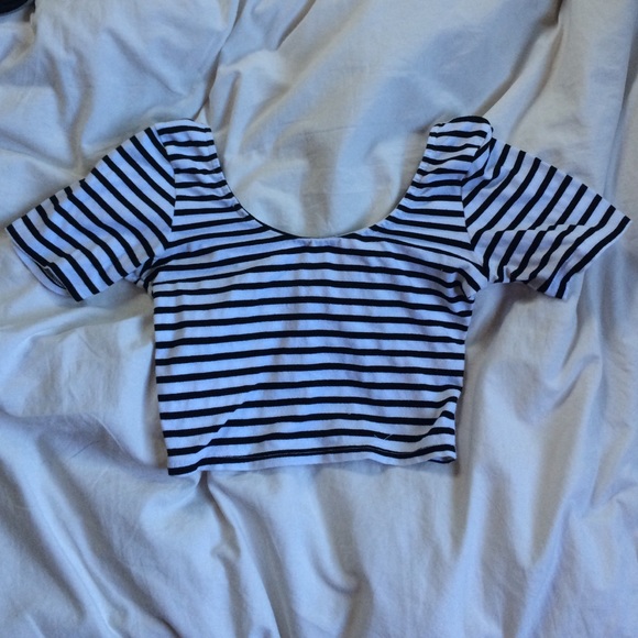 Black and white striped crop top