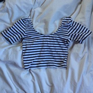 Black and white striped crop top