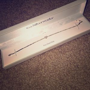 Silver plated heart tennis bracelet