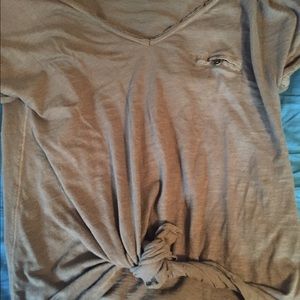 Soft v-neck with tie at bottom
