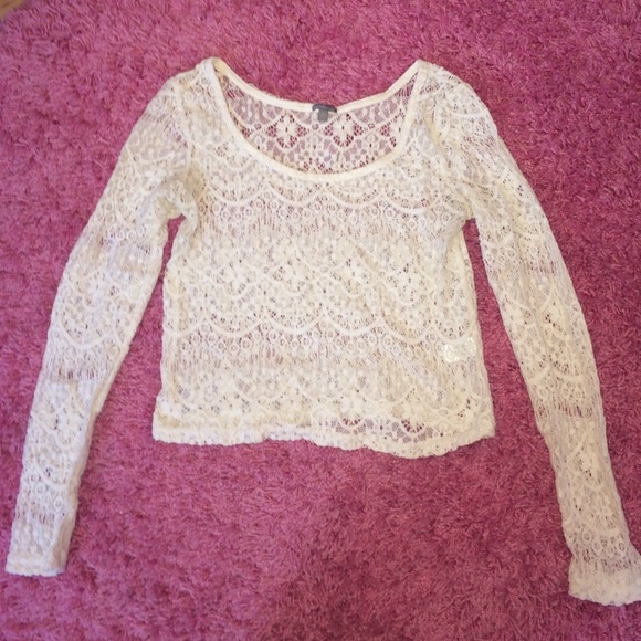 Creme colored Charlotte Russe long-sleeve lace top