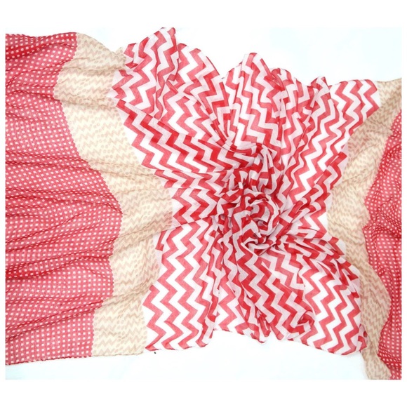 ‼️PRICE FIRM LAST CALL Polka Dot Chevron Scarf B30 - Picture 2 of 4