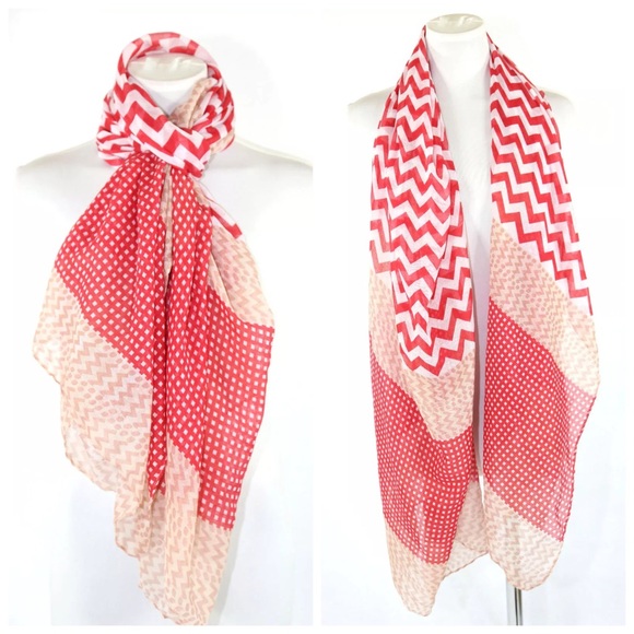 ‼️PRICE FIRM LAST CALL Polka Dot Chevron Scarf B30 - Picture 3 of 4